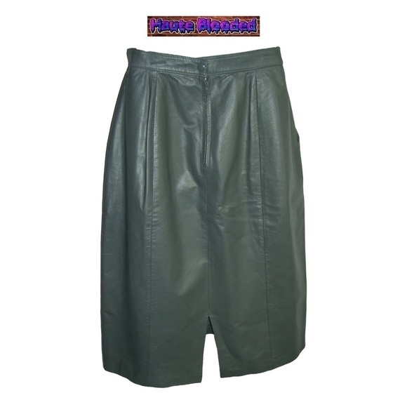Vintage 90's Reed Sportswear Gray Leather High Waist Pencil Skirt Pockets Retro - Picture 5 of 10